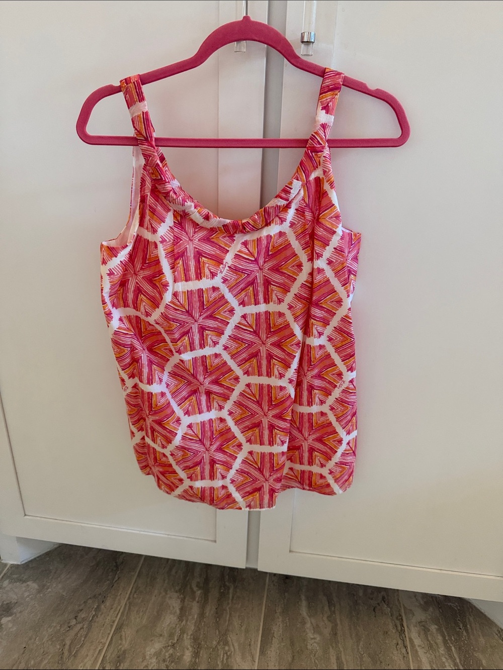 Lilly Pulitzer Pink & White Geometric Tank